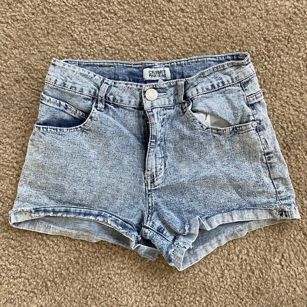 Light wash jean shorts
